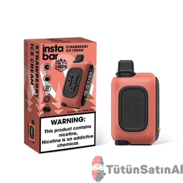 instabar wt15000 rechargeable disposable device strawberry ice cream tutunsatinal